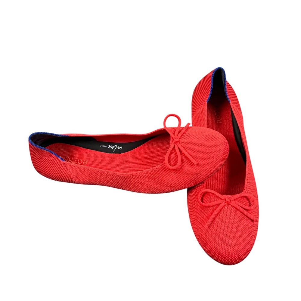 Rothy's Womens Ballet Flats Knit Bow Slip On Red Size 12.5